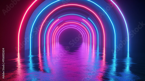 Abstract Neon Lights Glowing in Fluorescent Colors