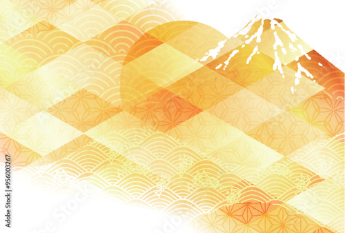 和柄　富士山　年賀状　背景