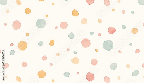 Pastel-Colored Polka Dots on a offWhite beige Background 