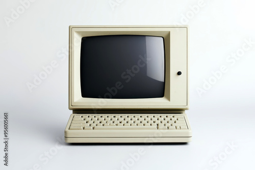 A vintage retro personal computer monitor on isolated background.