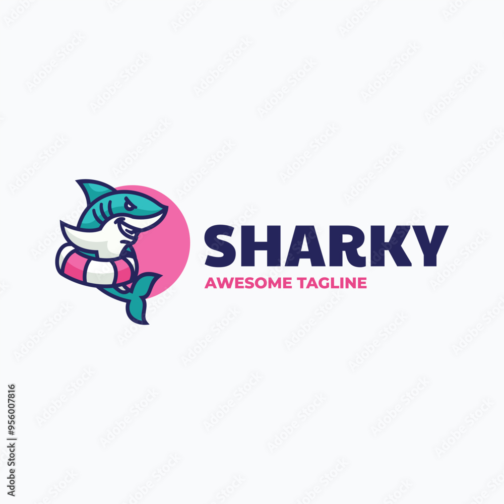 Vector Logo Illustration Shark Mascot Cartoon Style Vector Logo Illustration Shark Mascot Cartoon Style