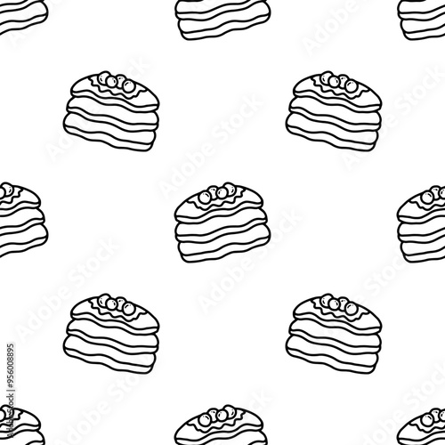 Seamless patterns of Pancakes cartoon doodle.