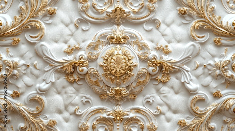 Obraz premium Ornate Ceiling with Gold Accents
