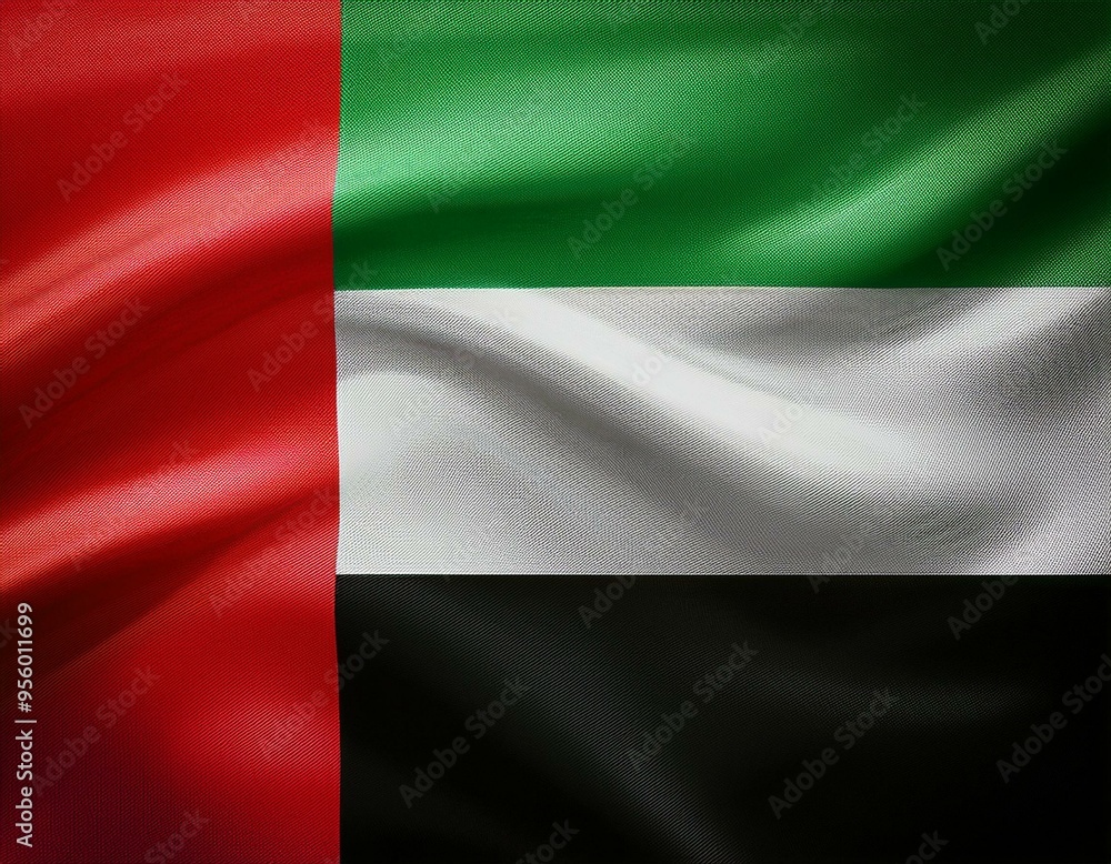 Obraz premium 3d illustration of fluttering flag of United Arab Emirates texture