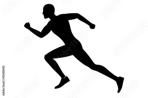 running men side view of vector runner silhouette 