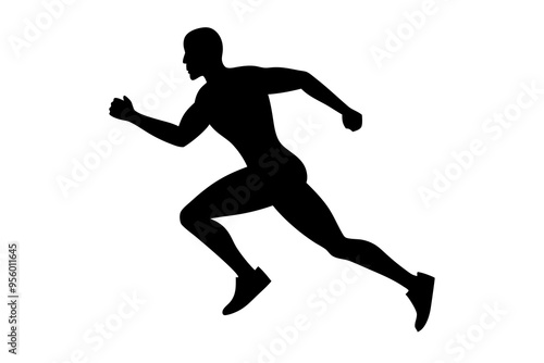 running men side view of vector runner silhouette	
