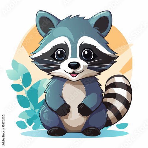 Raccoon Cute Small Cartoon Baby Animal Character
