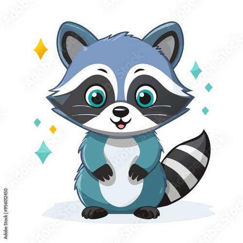 Raccoon Cute Small Cartoon Baby Animal Character
