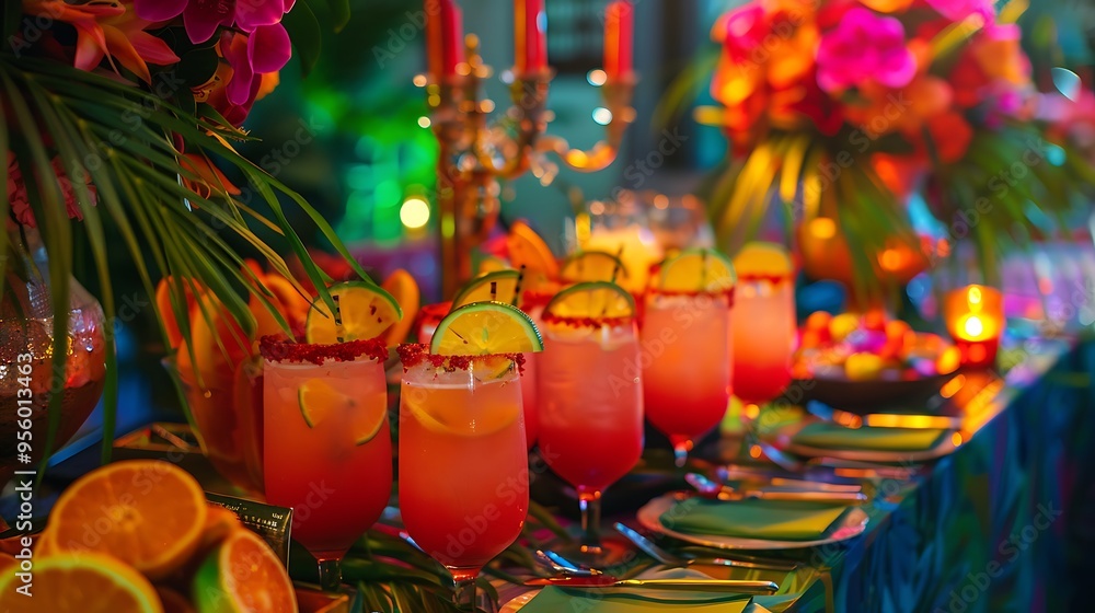 Enjoying a lush vip event with a colorful theme and distinctive cocktails Enjoying a lush vip event with a colorful theme and distinctive cocktails