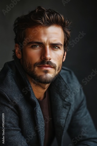 Handsome man posing in contemporary studio