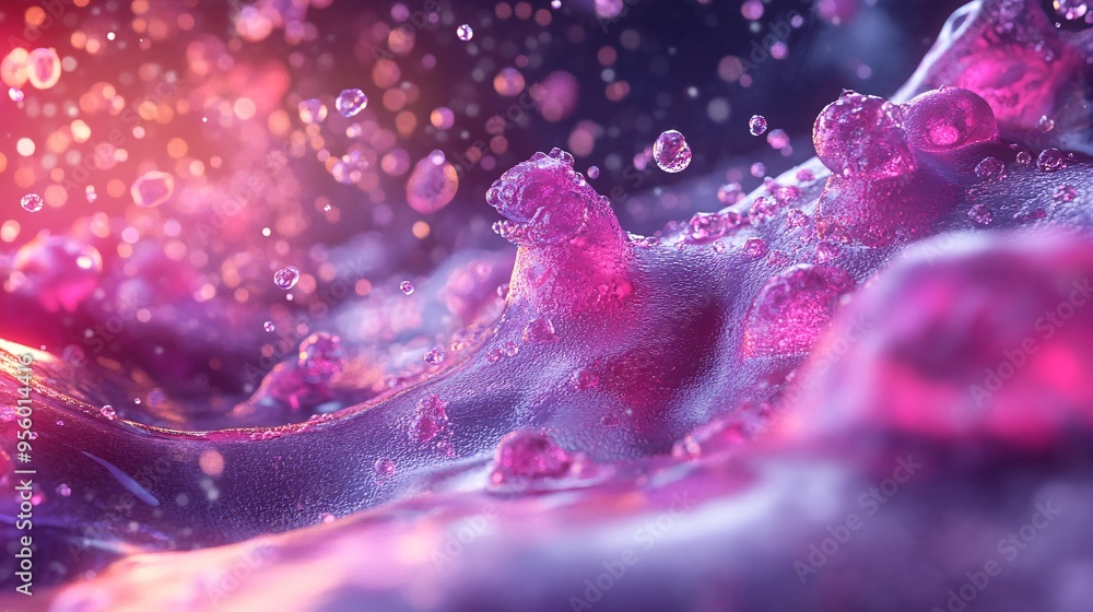 Abstract Purple Liquid with Bubbles and Light Abstract Purple Liquid with Bubbles and Light