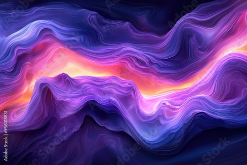 Abstract Purple and Yellow Swirling Wave Pattern