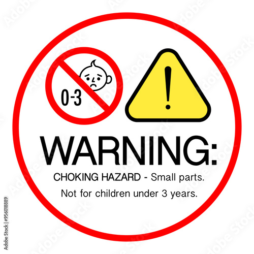 Choking hazard sign sticker or banner, not suitable for children under 3 years vector 10 eps