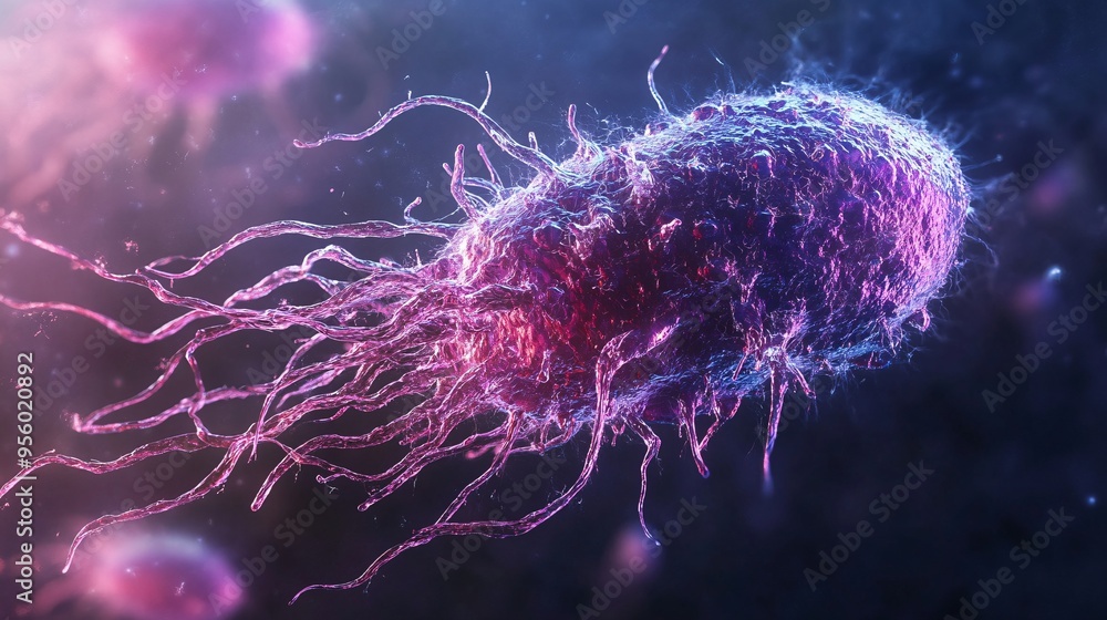Microscopic View of a Bacterium with Tentacles Microscopic View of a Bacterium with Tentacles