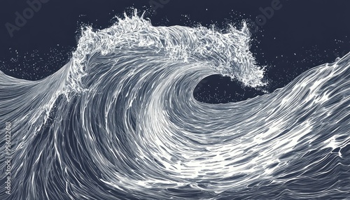 Line art illustration depicting wave energy lines photo