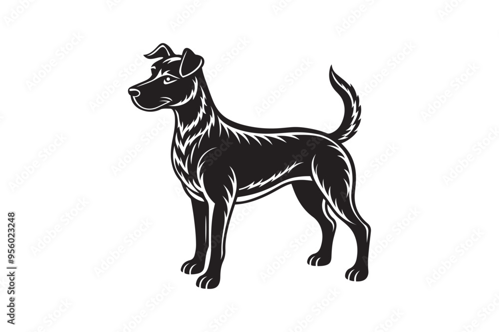 Fototapeta premium Dog silhouette vector art illustration isolated on white background.