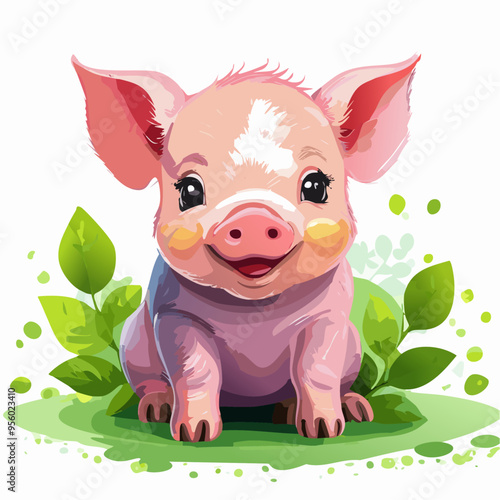 Pig Cute Small Cartoon Baby Animal Character
