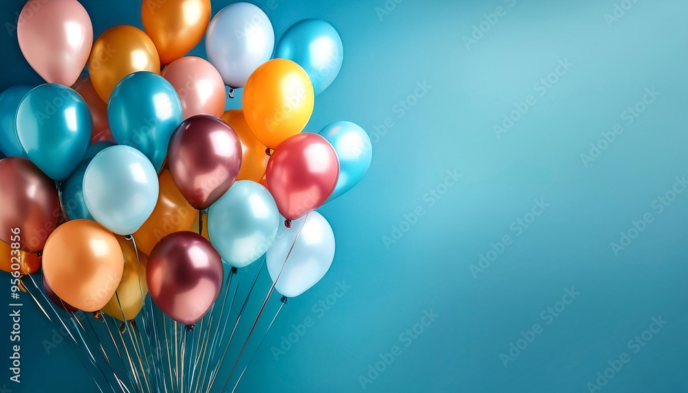 Bunch of bright balloons and space for text against color background Bunch of bright balloons and space for text against color background