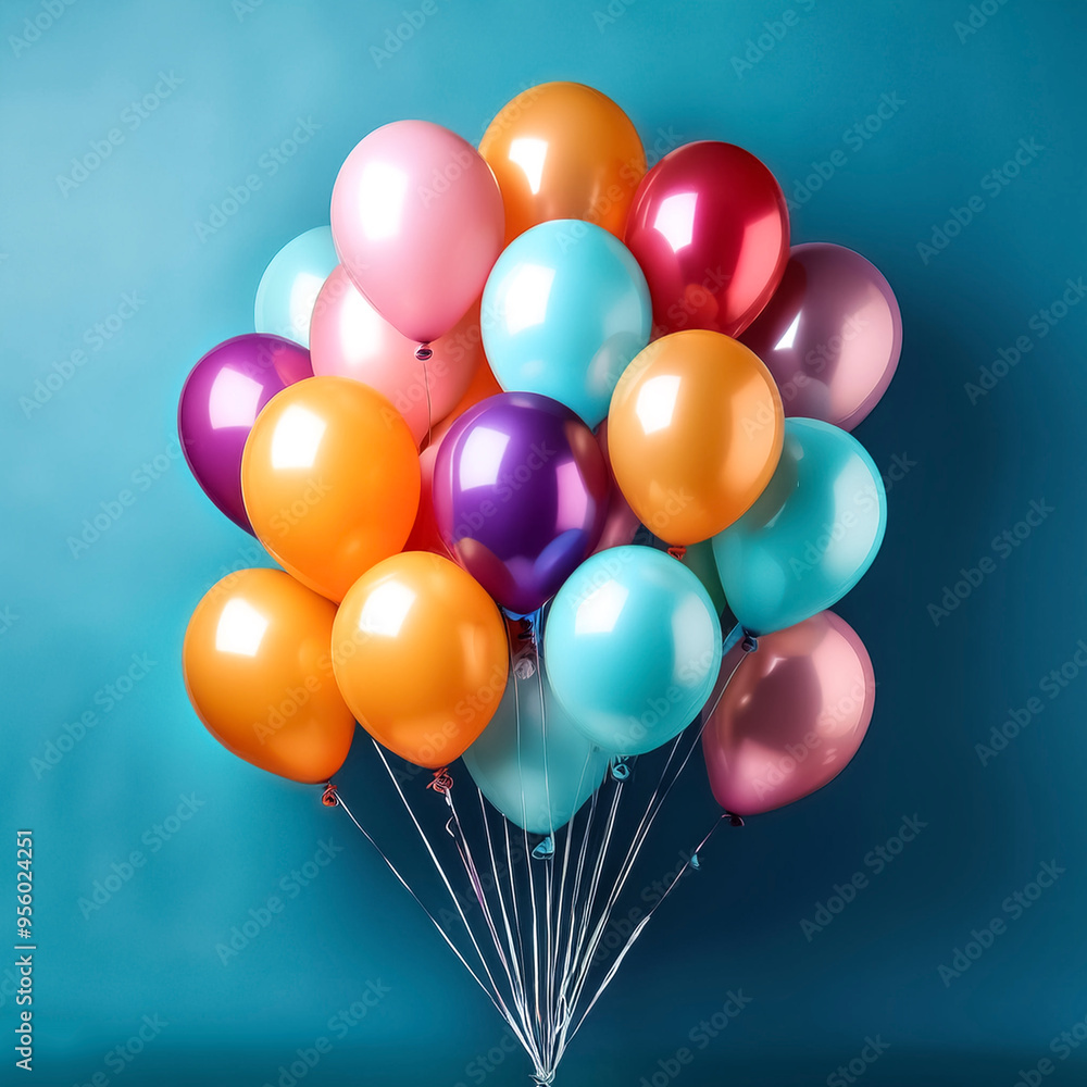 Bunch of bright balloons and space for text against color background Bunch of bright balloons and space for text against color background