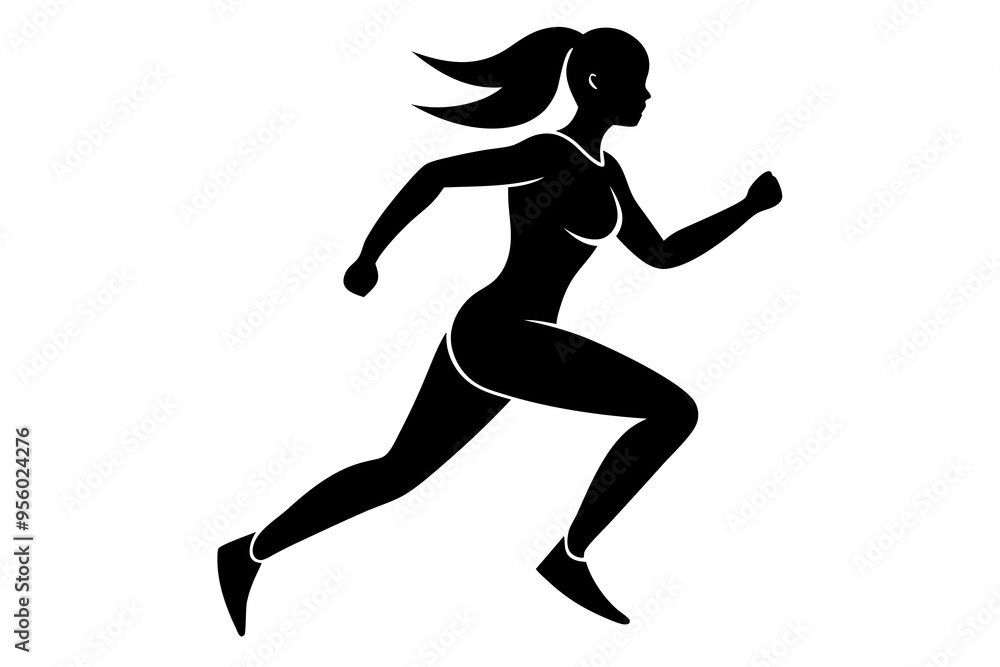 running women side view of vector runner silhouette running women side view of vector runner silhouette