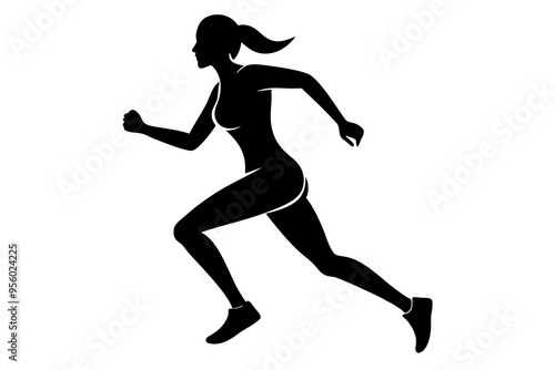 Running women silhouette, Runner silhouette 