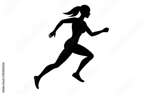 Running women silhouette, Runner silhouette 