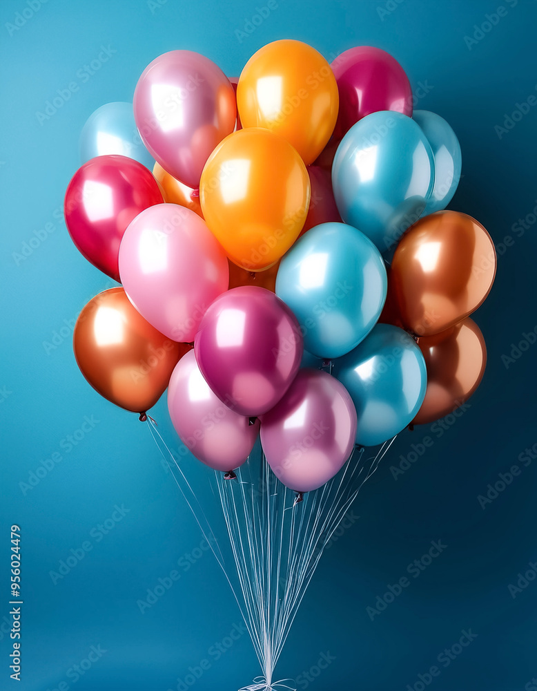 Bunch of bright balloons and space for text against color background Bunch of bright balloons and space for text against color background