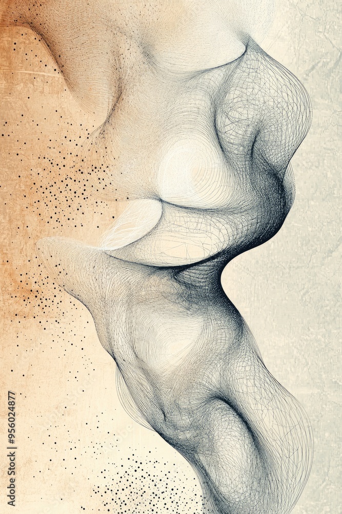 Line art illustration featuring a fractal design on a textured background Line art illustration featuring a fractal design on a textured background
