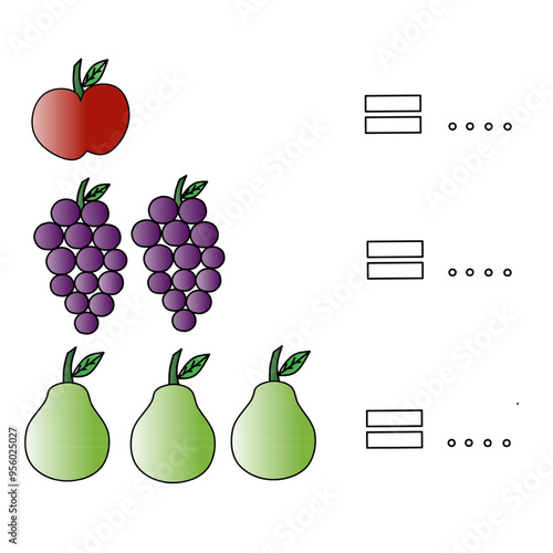 Vector images of fruit with color combinations for children's education