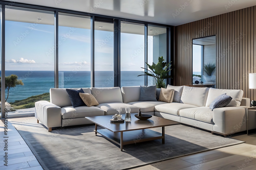 Minimalist luxury modern living room interior design, morning light, modern interior concept for use. Minimalist luxury modern living room interior design, morning light, modern interior concept for use.