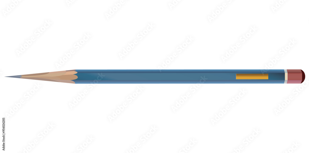 Blue Pencil Isolated On White Background, Realistic Lead Pencil Vector Illustration. Blue Pencil Isolated On White Background, Realistic Lead Pencil Vector Illustration.