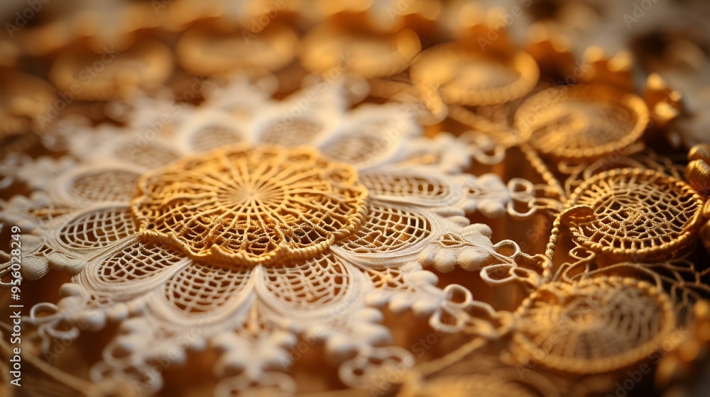 a close up of a colorful lace doily. a close up of a colorful lace doily.