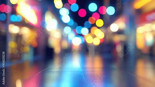 3D rendering of an abstract blur image of a shopping mall with bokeh effect for background use