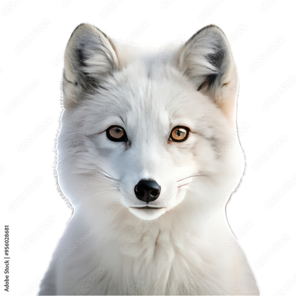Arctic fox portrait isolated on transparent background Arctic fox portrait isolated on transparent background
