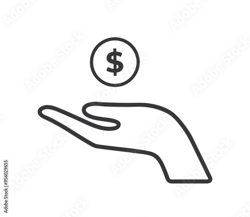 hand holding dollar coin icon