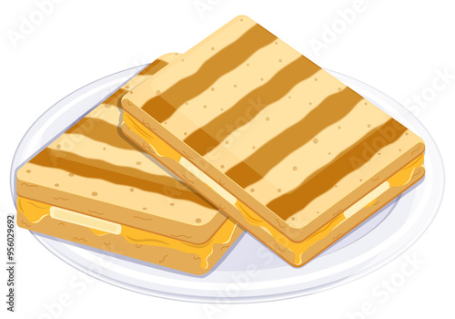 Kaya Toasts Plate - Singaporean Cuisine Vector Art 