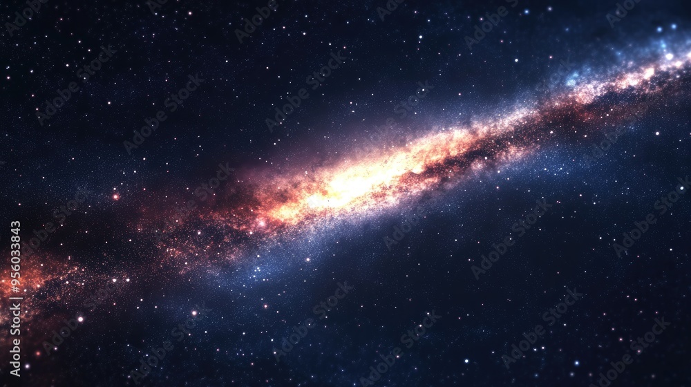 3D cartoon rendering depicting our galaxy the Milky Way featuring a long exposure astronomical image of the nebula 3D cartoon rendering depicting our galaxy the Milky Way featuring a long exposure astronomical image of the nebula