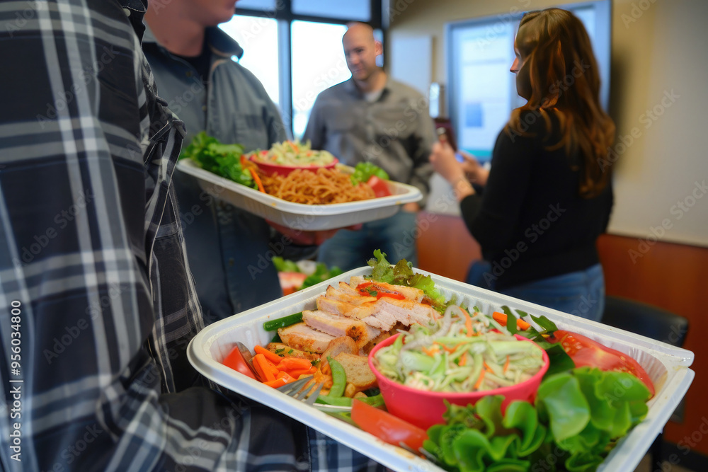 Team Lunch: Colleagues sharing a meal and discussing ideas Team Lunch: Colleagues sharing a meal and discussing ideas