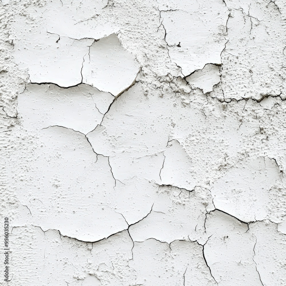 Obraz premium Cracked white wall texture