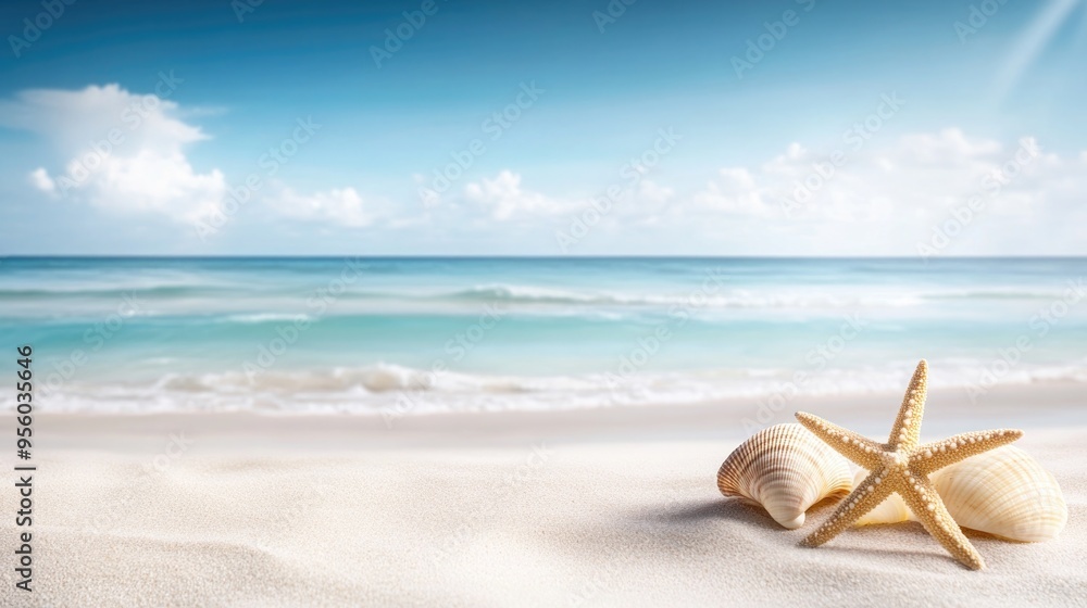 Summer beach with strafish and shells Summer beach with strafish and shells