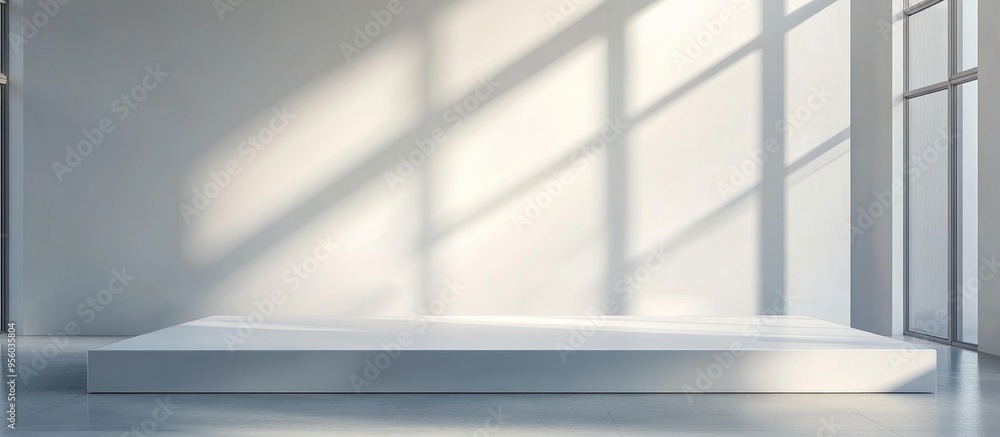 Obraz premium Empty room design platform blank product display blurred background 3D rendering