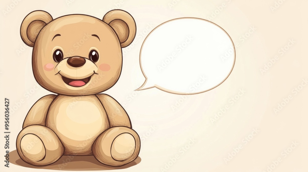 Fototapeta premium Cartoon teddy bear featuring a speech bubble