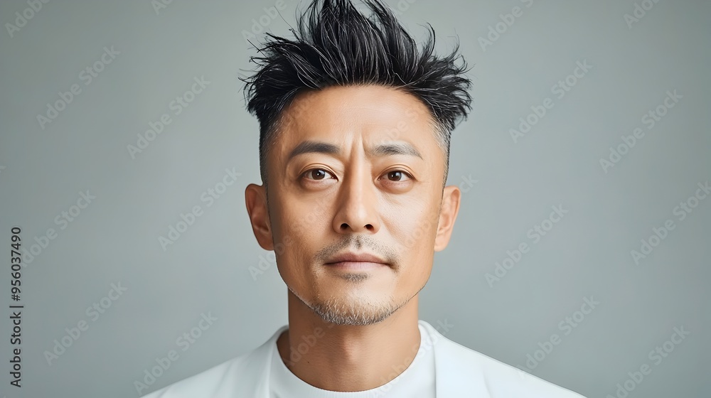 Confident and Poised Asian Businessman in Studio Portrait Confident and Poised Asian Businessman in Studio Portrait
