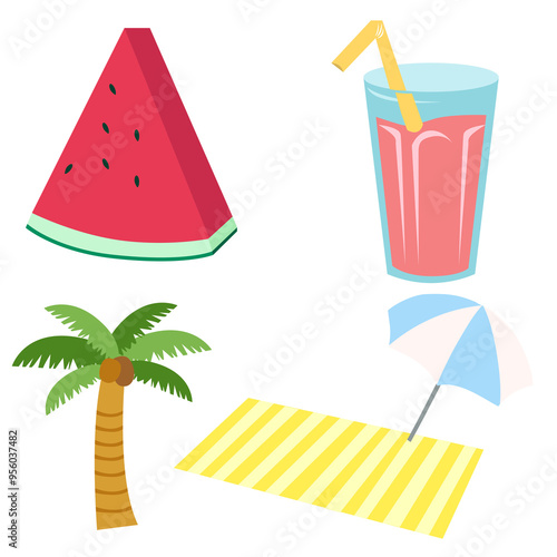 여름,수박,야자수,주스
