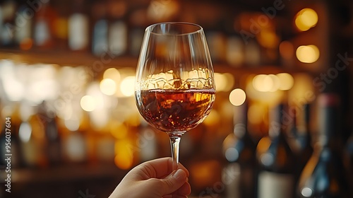 A sommelier swirling a glass of red wine, with the light catching the movement of the wine, the background subtly blurred to focus on the elegance of the glass, warm and rich tones,