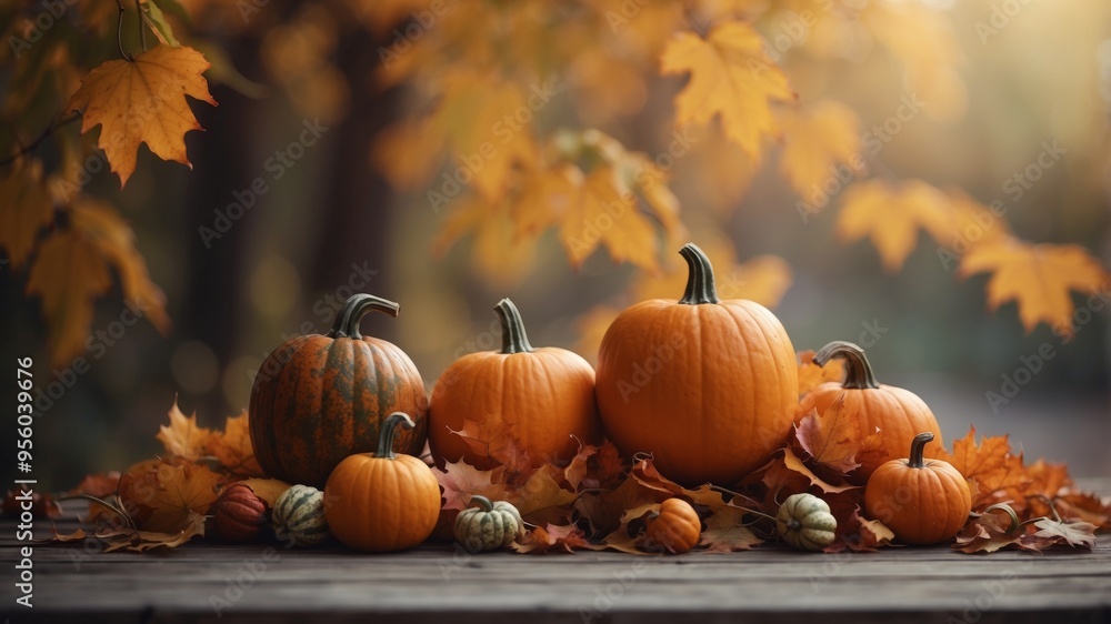Autumn leaves and pumpkins frame background. Autumn leaves and pumpkins frame background.