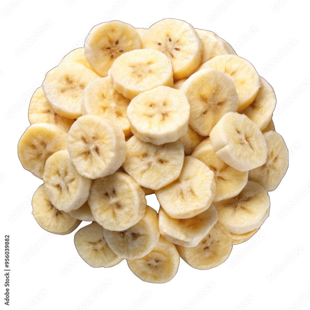 Banana slices bundle top view isolated on transparent background Banana slices bundle top view isolated on transparent background
