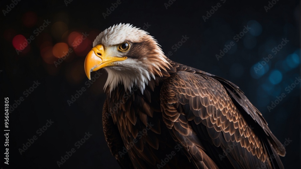 Obraz premium A colorful eagle with a black background.