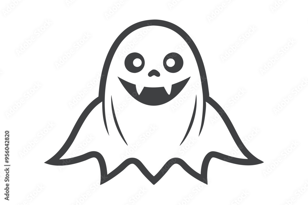 Happy Halloween scary ghost line art vector art illustration isolated on white background Happy Halloween scary ghost line art vector art illustration isolated on white background