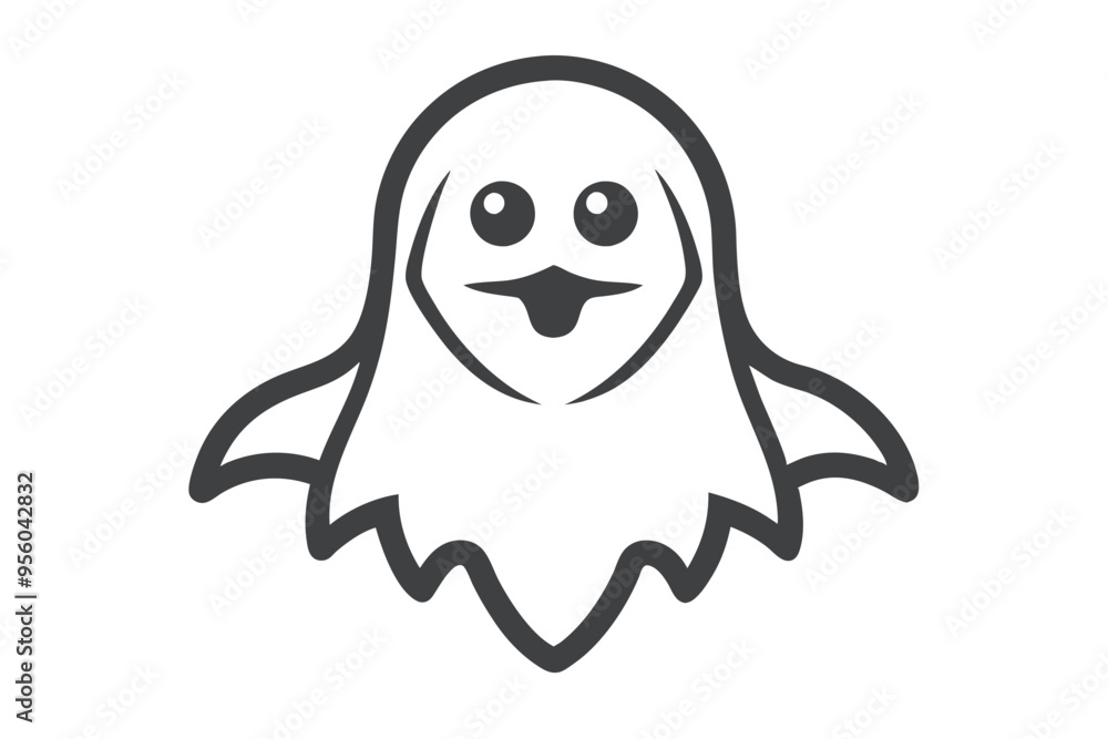 Happy Halloween scary ghost line art vector art illustration isolated on white background Happy Halloween scary ghost line art vector art illustration isolated on white background